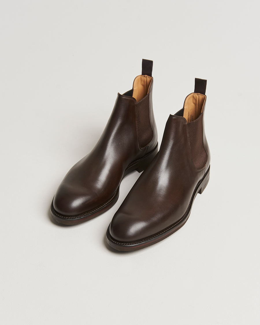 Hombres | Zapatos hechos a mano | Crockett & Jones | Chelsea 5 Dk Brown Wax Calf
