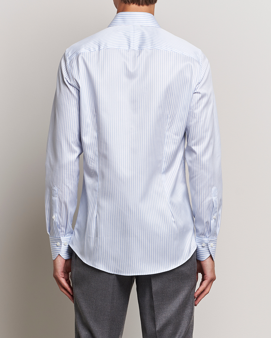 Hombres | Camisas | Stenströms | 1899 Slim Supima Cotton Stripe Shirt Blue
