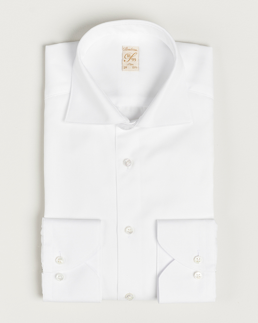 Hombres | Camisas | Stenströms | 1899 Slim Cotton Royal Oxford Shirt White