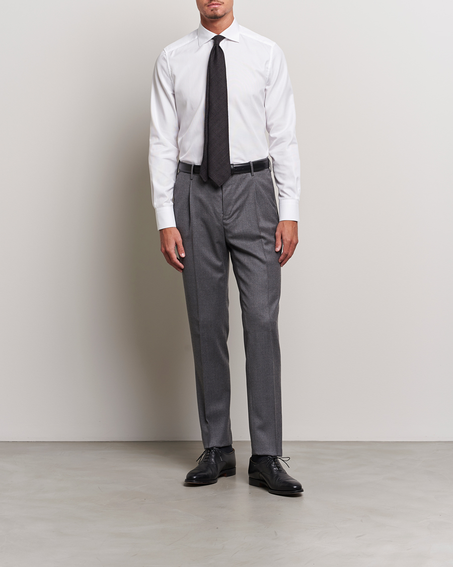Hombres | Camisas | Stenströms | 1899 Slim Cotton Royal Oxford Shirt White