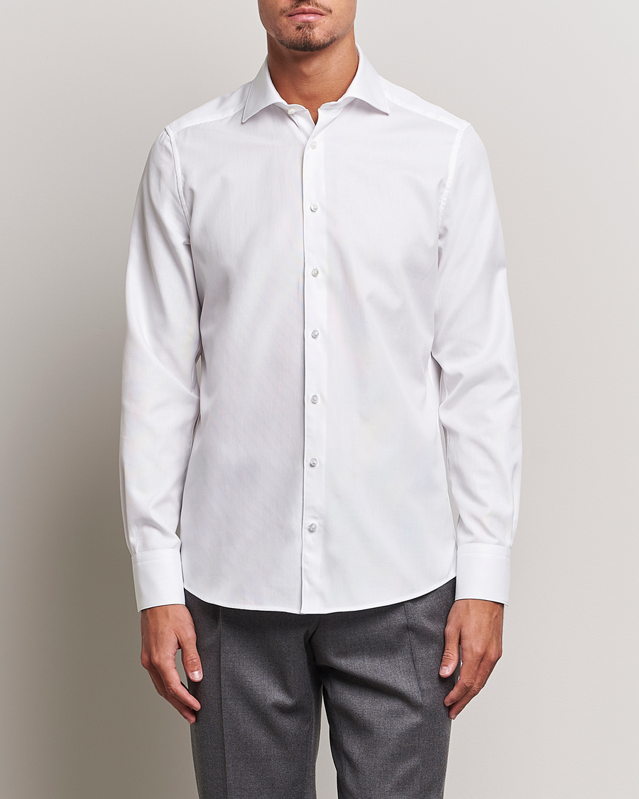 Hombres | Camisas | Stenströms | 1899 Slim Cotton Royal Oxford Shirt White