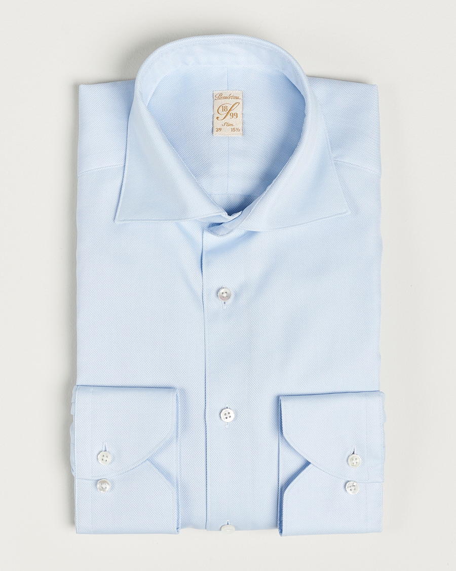 Hombres | Camisas | Stenströms | 1899 Slim Cotton Royal Oxford Shirt Light Blue