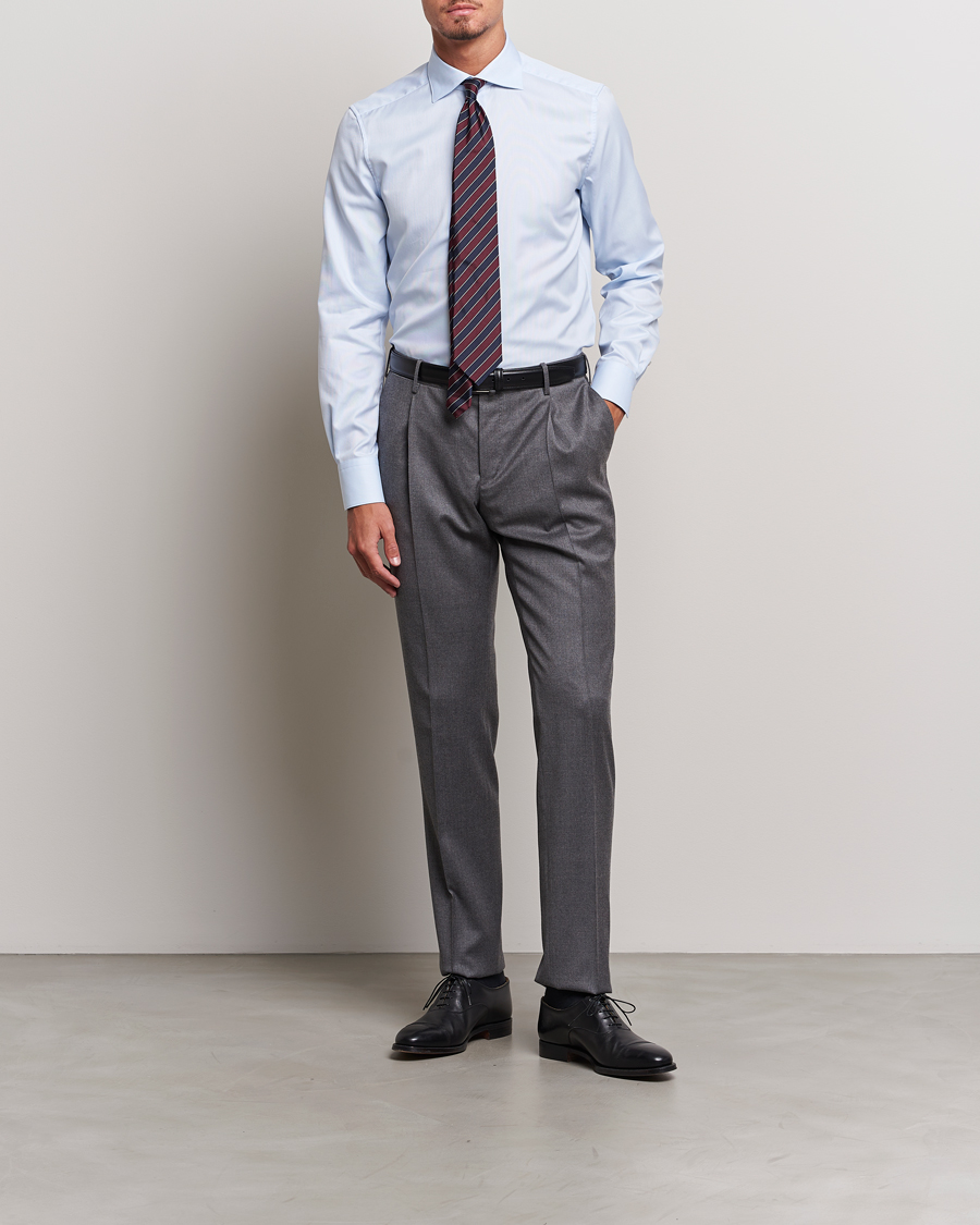 Hombres | Camisas | Stenströms | 1899 Slim Cotton Royal Oxford Shirt Light Blue