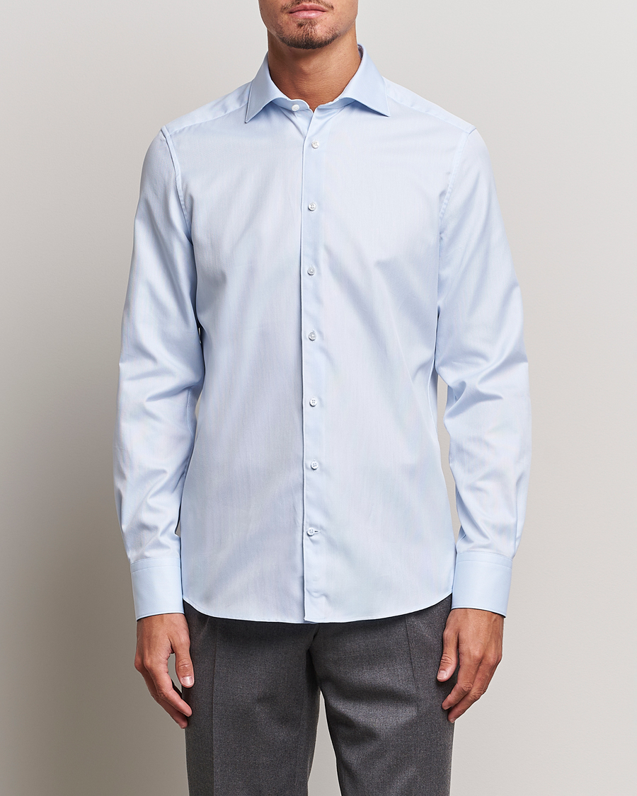 Hombres | Camisas | Stenströms | 1899 Slim Cotton Royal Oxford Shirt Light Blue