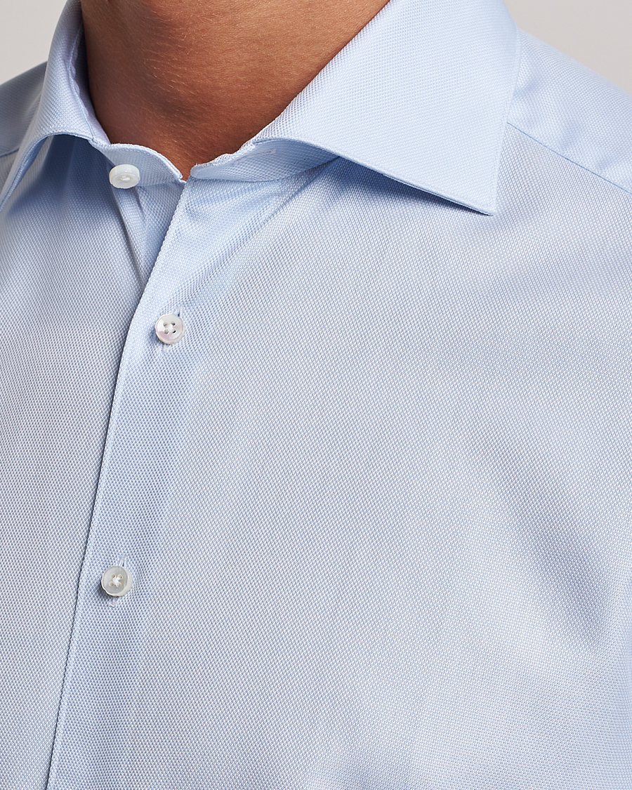 Hombres | Camisas | Stenströms | 1899 Slim Cotton Royal Oxford Shirt Light Blue