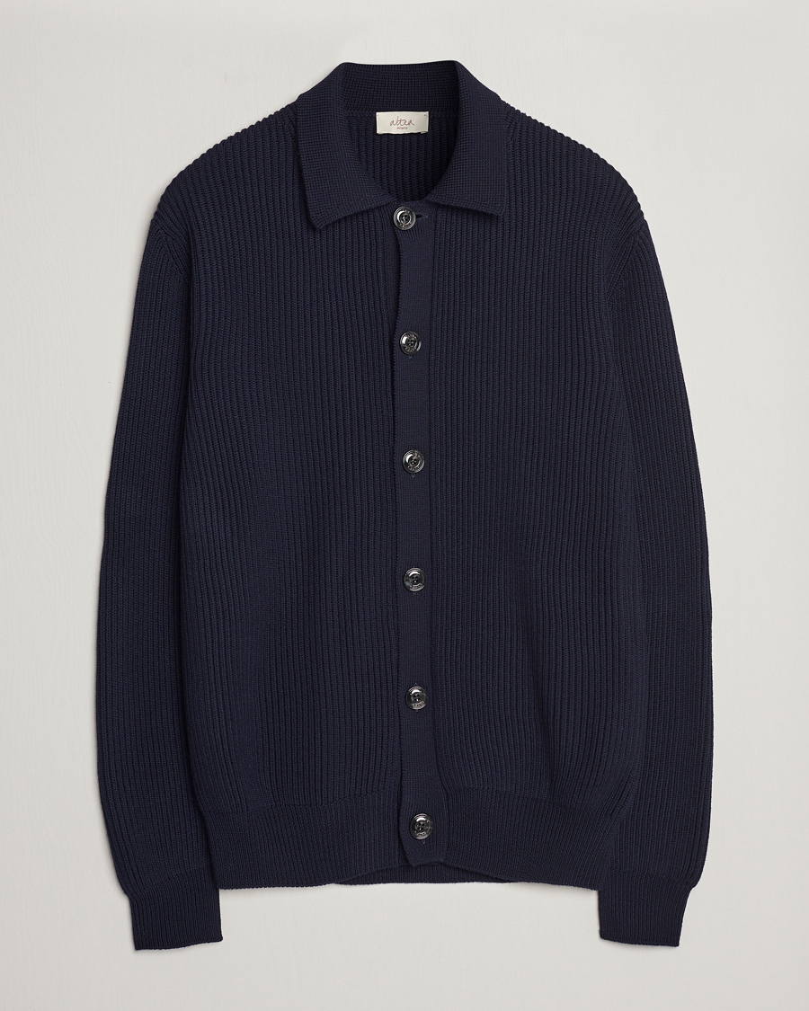Hombres | Jerséis y prendas de punto | Altea | Rib Wool Cardigan Navy