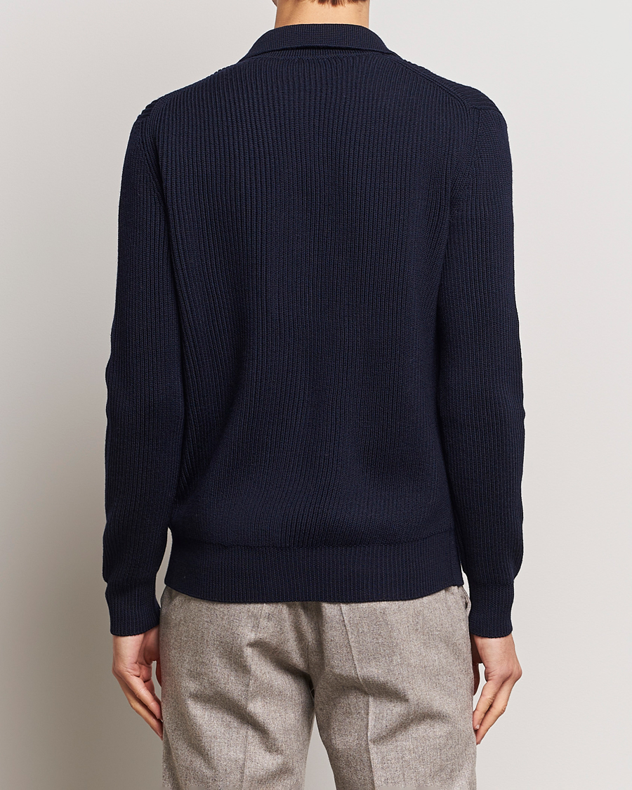 Hombres | Jerséis y prendas de punto | Altea | Rib Wool Cardigan Navy