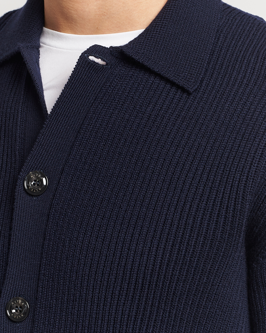 Hombres | Jerséis y prendas de punto | Altea | Rib Wool Cardigan Navy