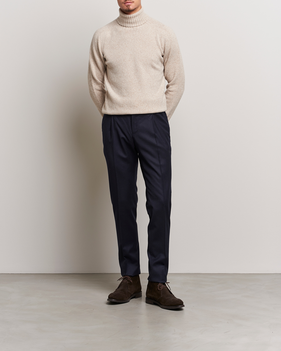 Hombres | Jerséis y prendas de punto | Altea | Wool/Cashmere Crew Neck Rollneck Beige Melange