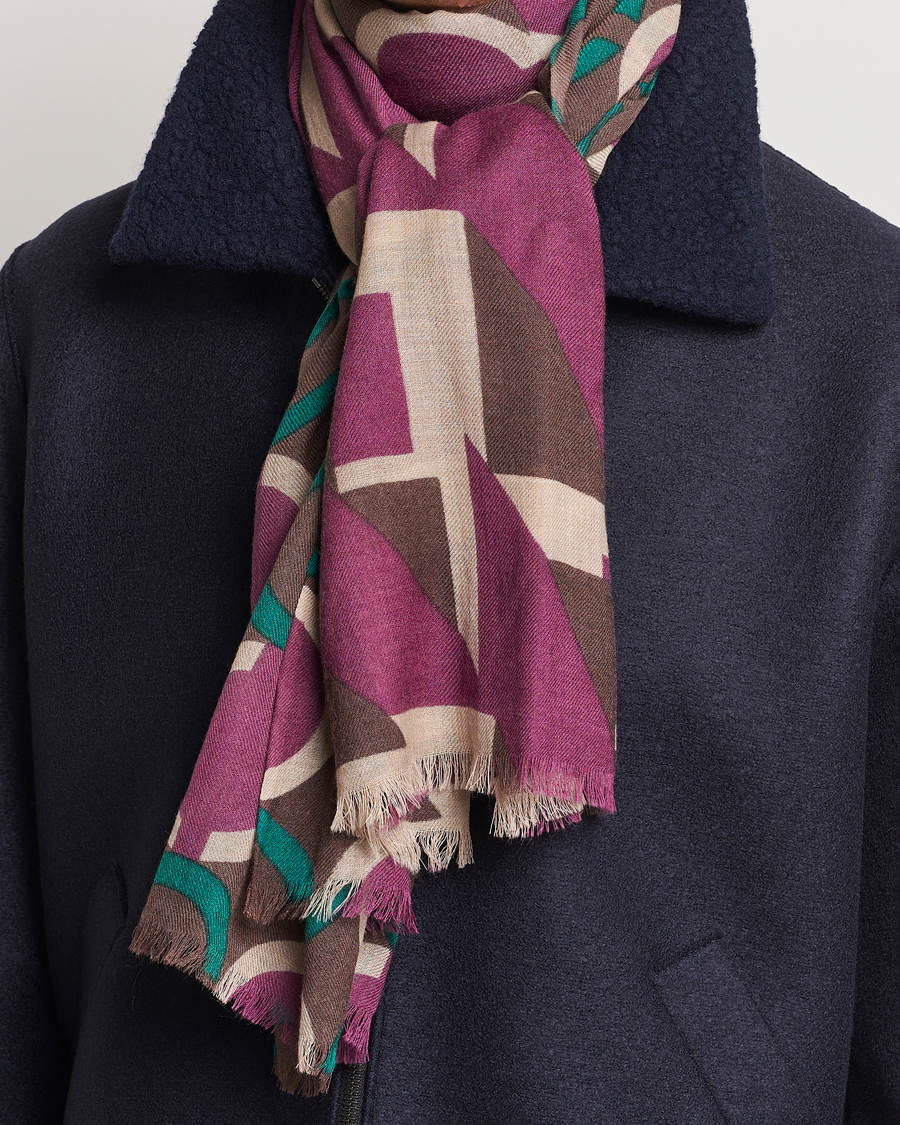 Hombres | Altea Printed Wool Scarf Brown | Altea | Printed Wool Scarf Brown