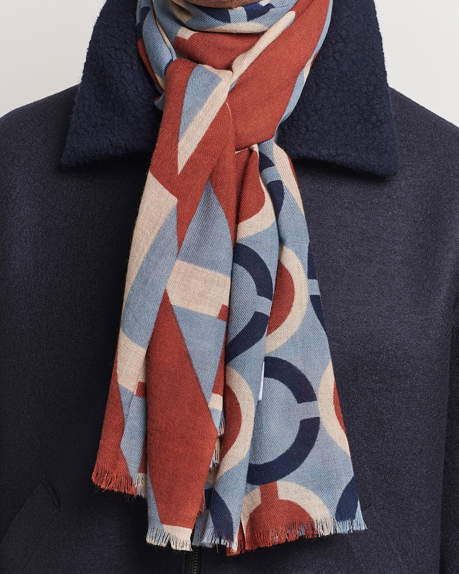 Hombres | Altea Printed Wool Scarf Brick | Altea | Printed Wool Scarf Brick