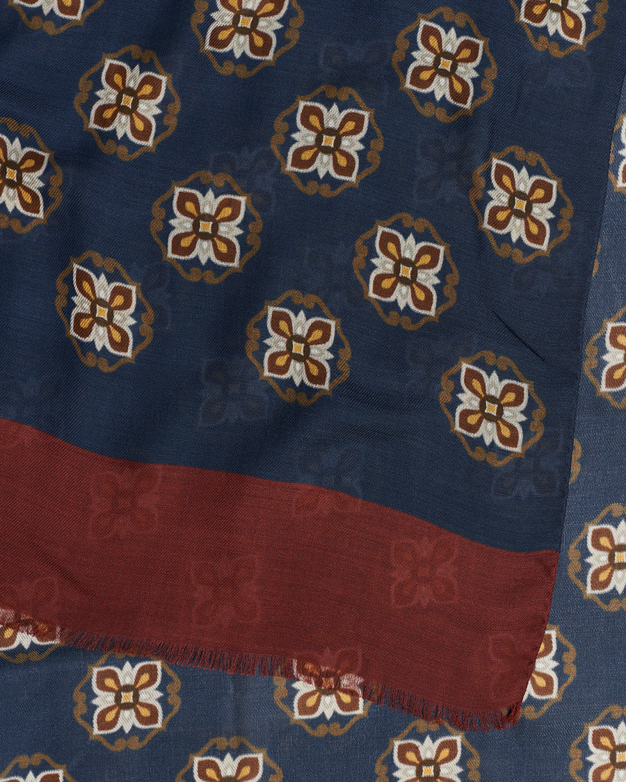 Hombres | Altea Printed Medallion Wool Scarf Navy | Altea | Printed Medallion Wool Scarf Navy