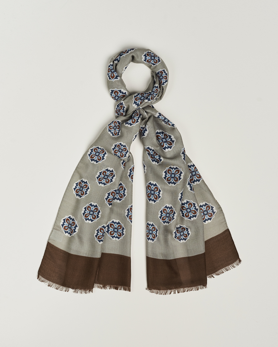 Hombres | Altea Printed Medallion Wool Scarf Light Grey | Altea | Printed Medallion Wool Scarf Light Grey
