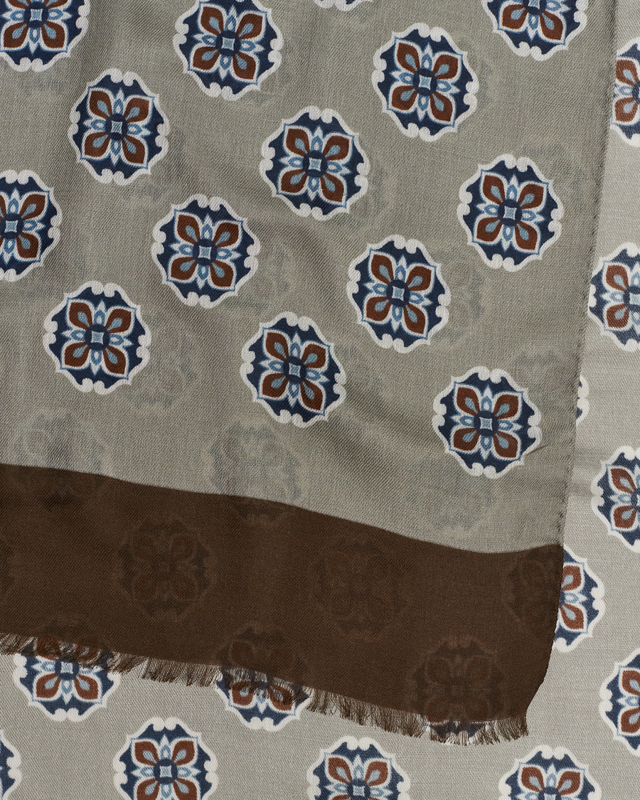 Hombres | Altea Printed Medallion Wool Scarf Light Grey | Altea | Printed Medallion Wool Scarf Light Grey