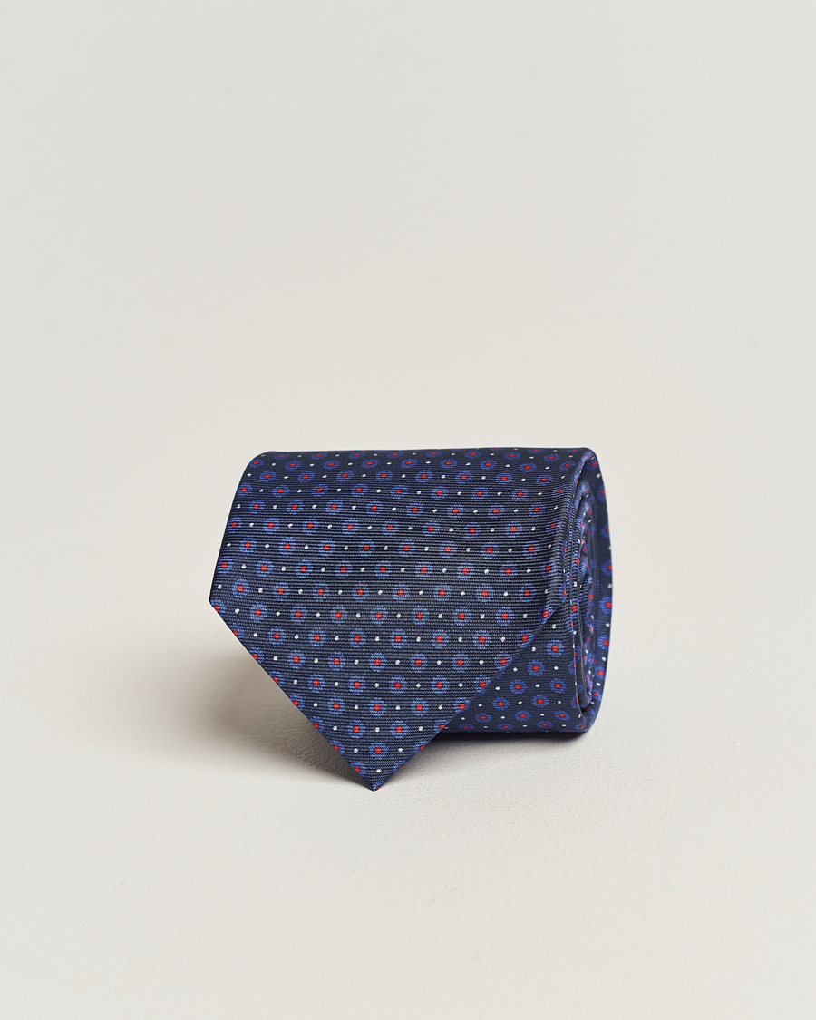 Hombres | Altea Printed Silk Tie Navy/Red | Altea | Printed Silk Tie Navy/Red