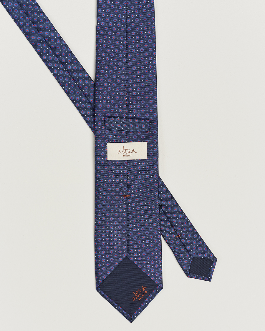 Hombres | Altea Printed Silk Tie Navy/Red | Altea | Printed Silk Tie Navy/Red