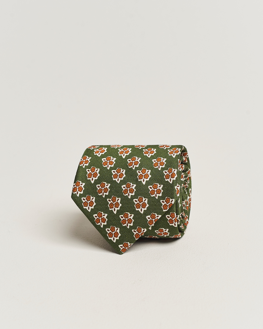 Hombres | Altea Printed Silk Tie Green | Altea | Printed Silk Tie Green