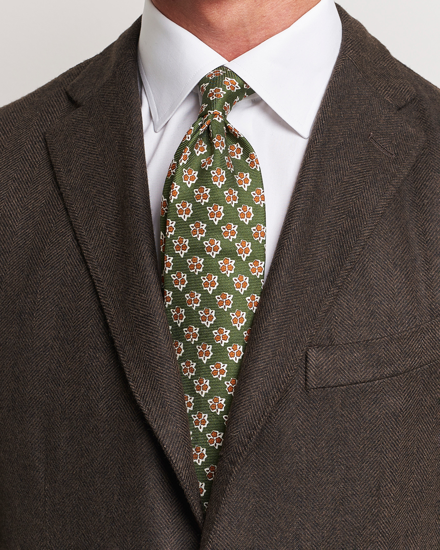 Hombres | Altea Printed Silk Tie Green | Altea | Printed Silk Tie Green