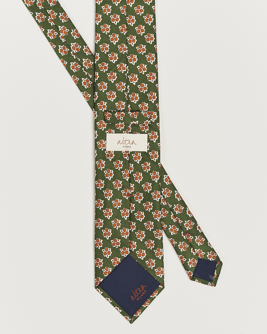 Hombres | Altea Printed Silk Tie Green | Altea | Printed Silk Tie Green