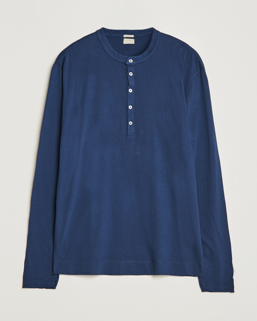 Hombres | Jerséis y prendas de punto | Massimo Alba | Hawai Cotton/Cashmere Henley Navy