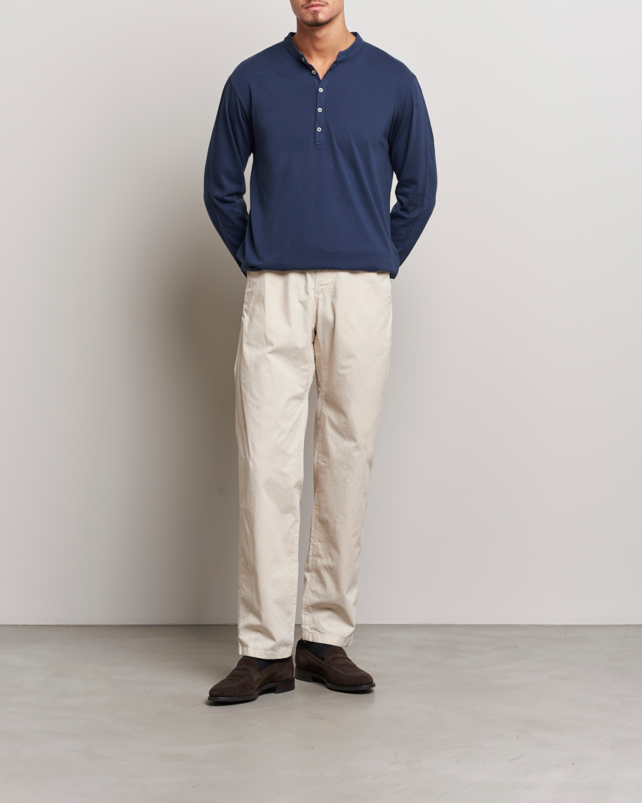 Hombres | Jerséis y prendas de punto | Massimo Alba | Hawai Cotton/Cashmere Henley Navy