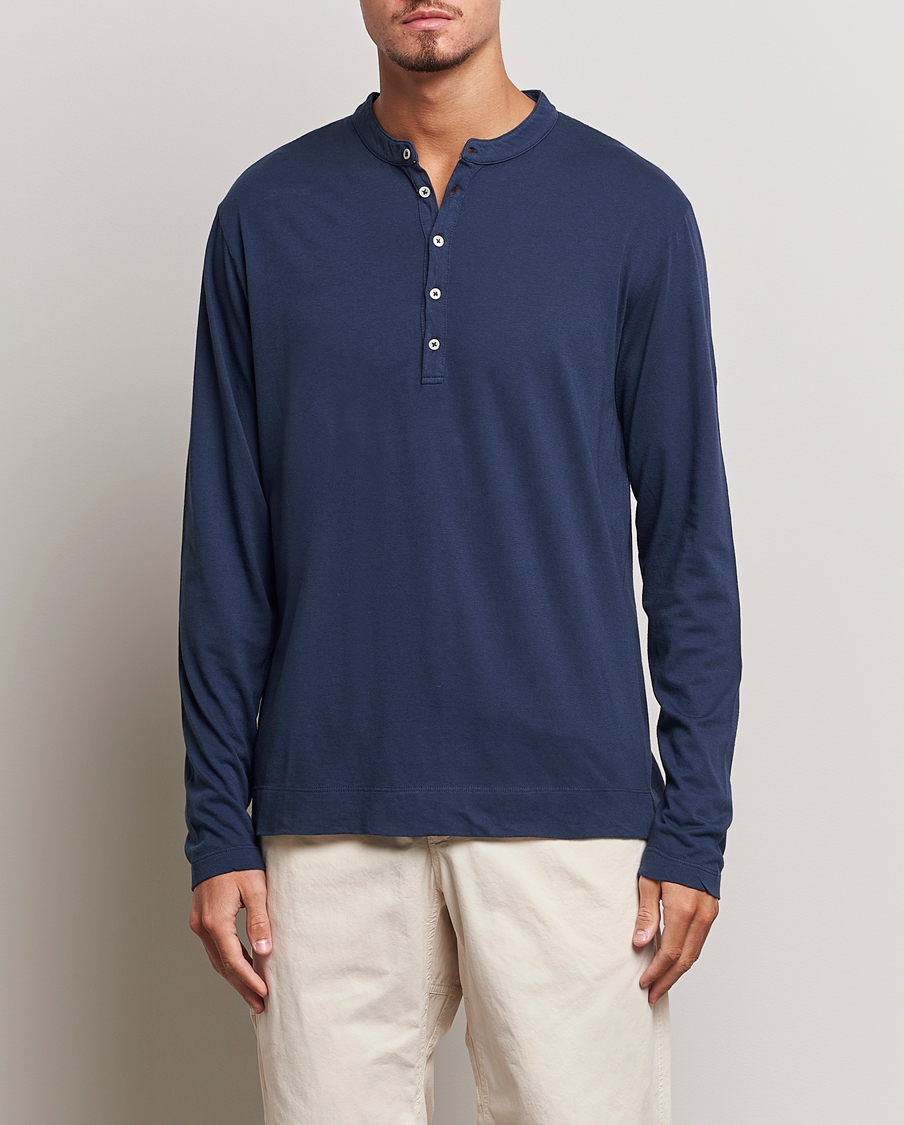 Hombres | Jerséis y prendas de punto | Massimo Alba | Hawai Cotton/Cashmere Henley Navy