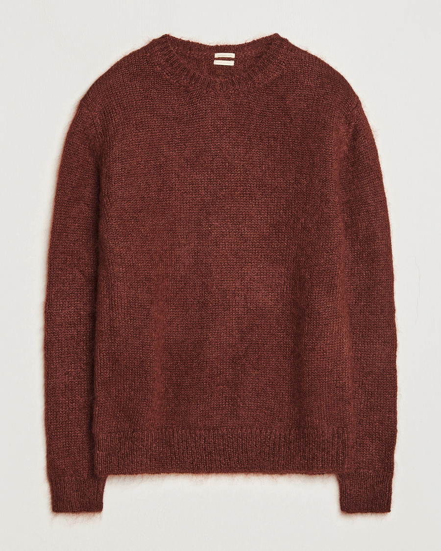Hombres | Jerséis y prendas de punto | Massimo Alba | Alder Mohair/Silk Crew Neck Burnt Orange