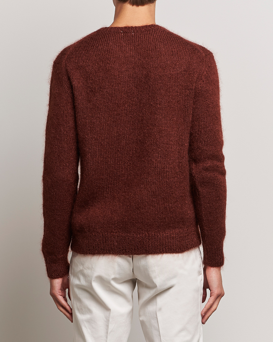 Hombres | Jerséis y prendas de punto | Massimo Alba | Alder Mohair/Silk Crew Neck Burnt Orange