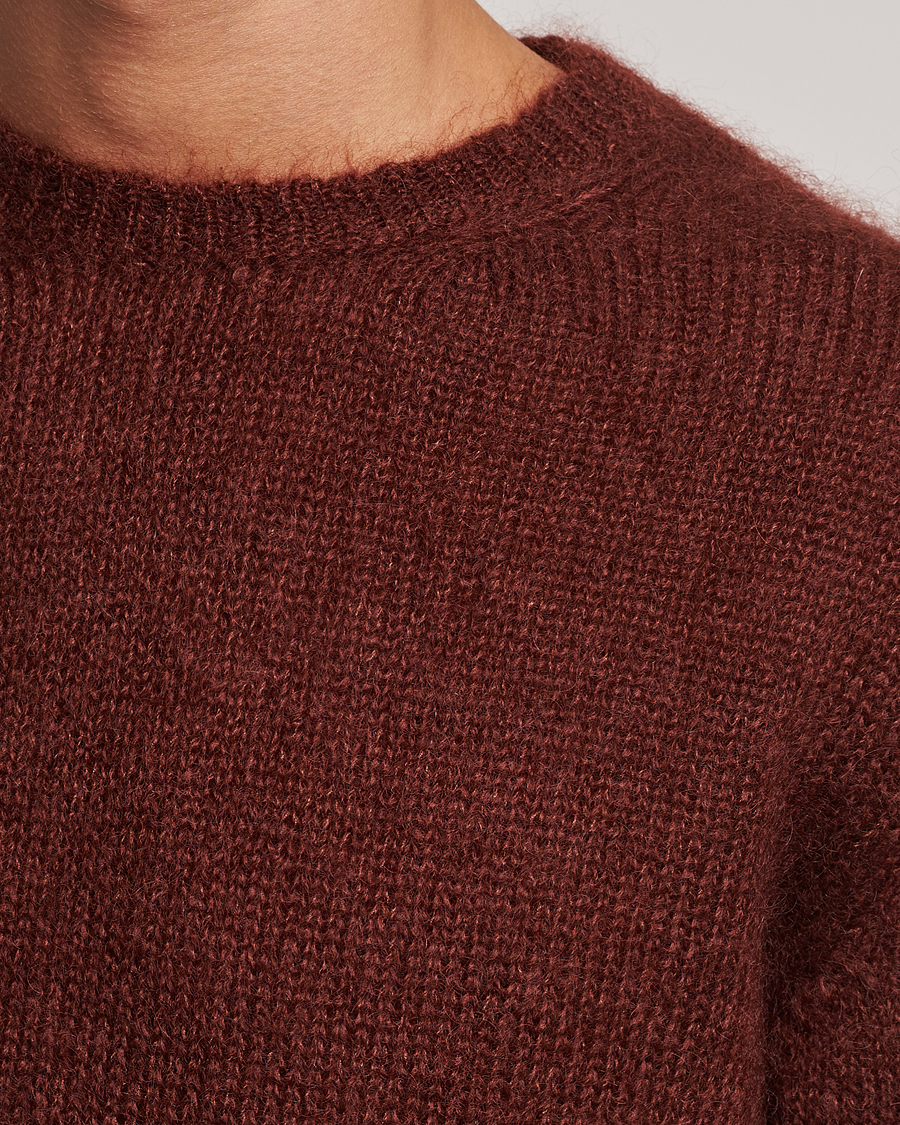 Hombres | Jerséis y prendas de punto | Massimo Alba | Alder Mohair/Silk Crew Neck Burnt Orange