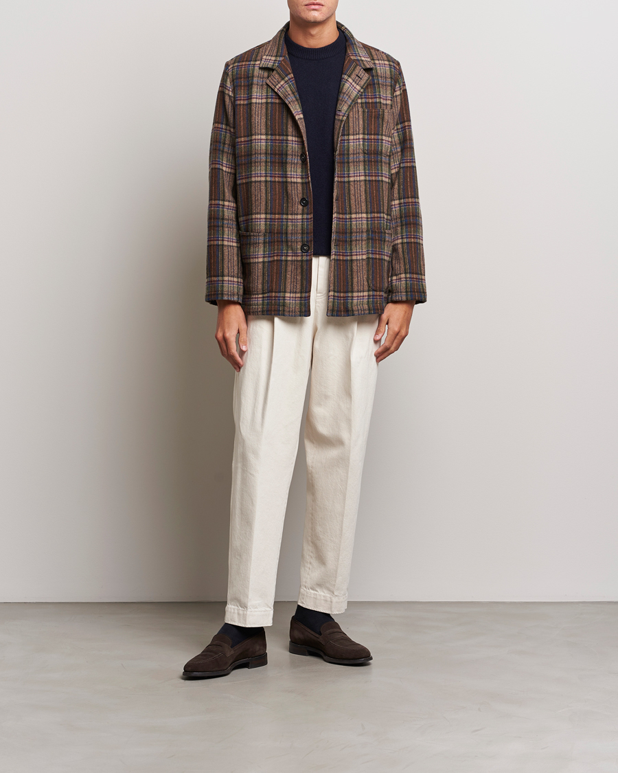 Hombres | Abrigos y chaquetas | Massimo Alba | Florida Soft Wool Shirt Jacket Brown Check