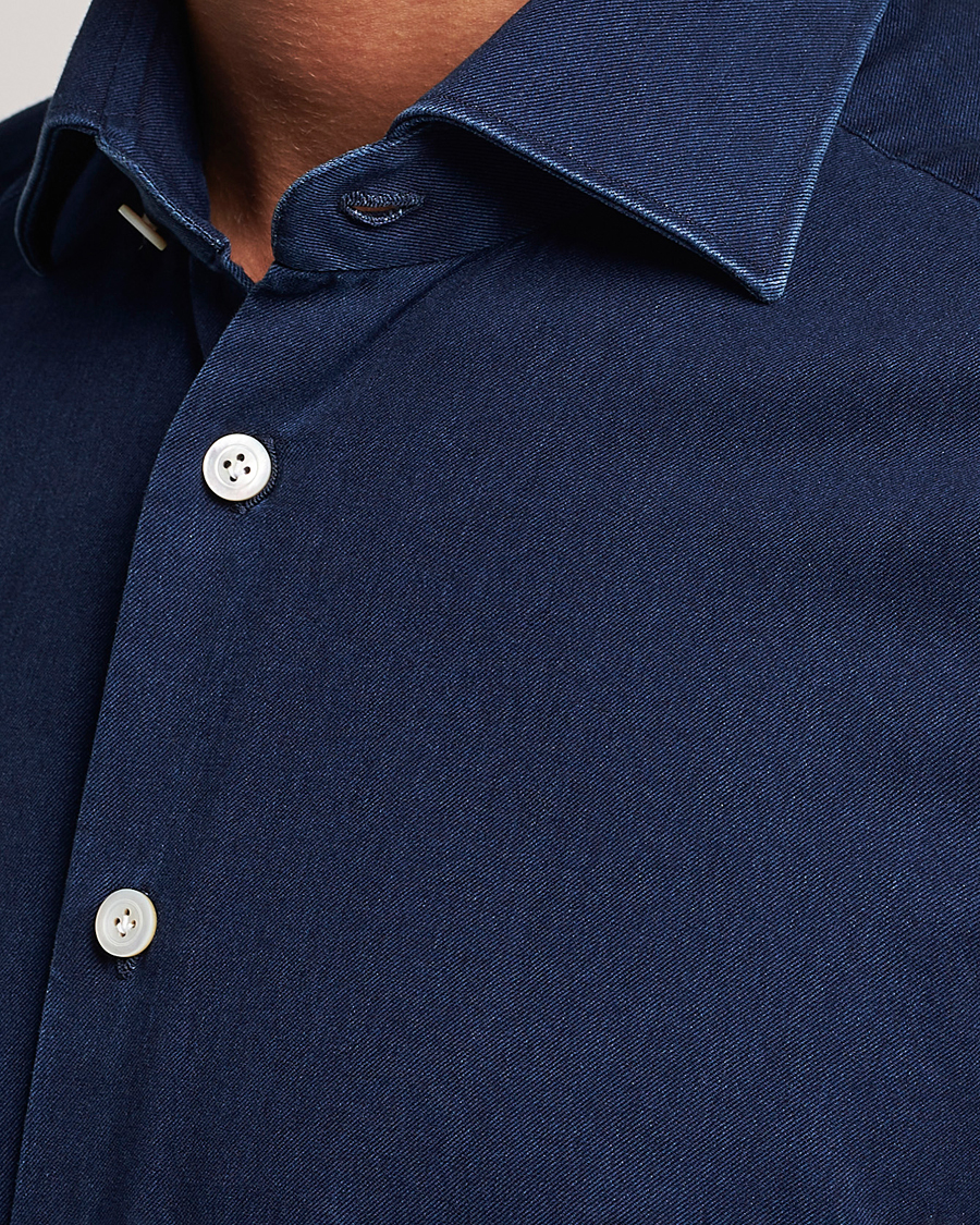 Hombres | Camisas | Kiton | Slim Fit Denim Shirt Dark Blue Wash