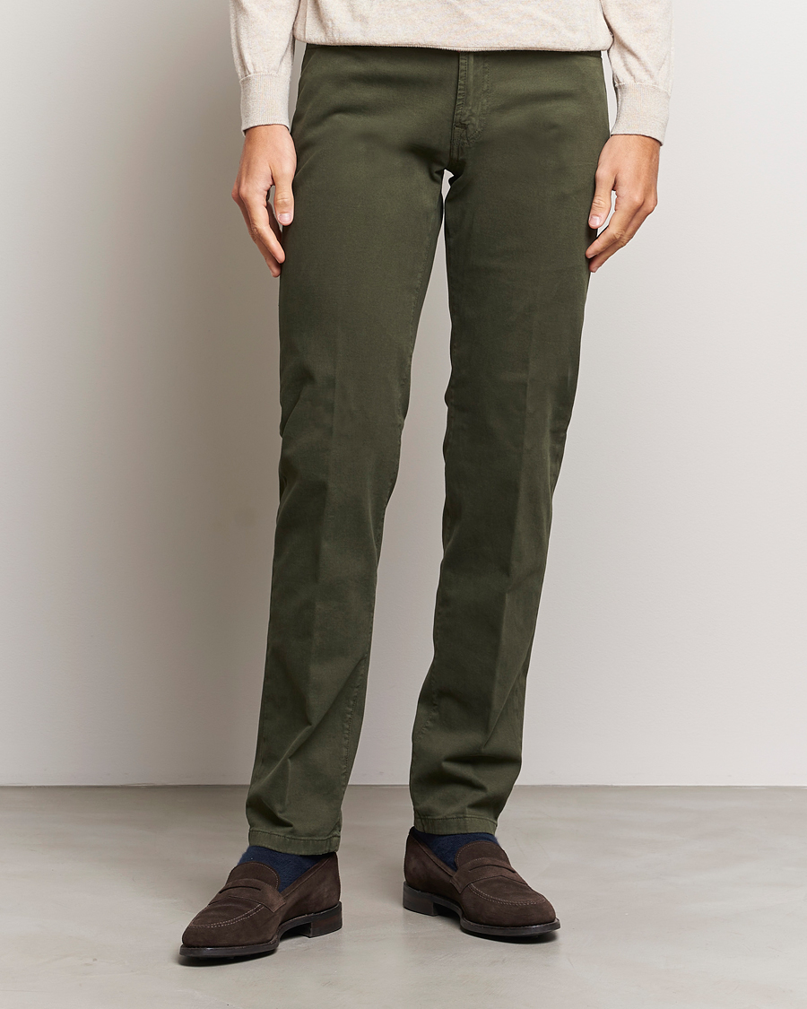 Hombres | Pantalones | Kiton | Slim Fit Cashmere/Cotton 5-Pocket Pants Dark Green