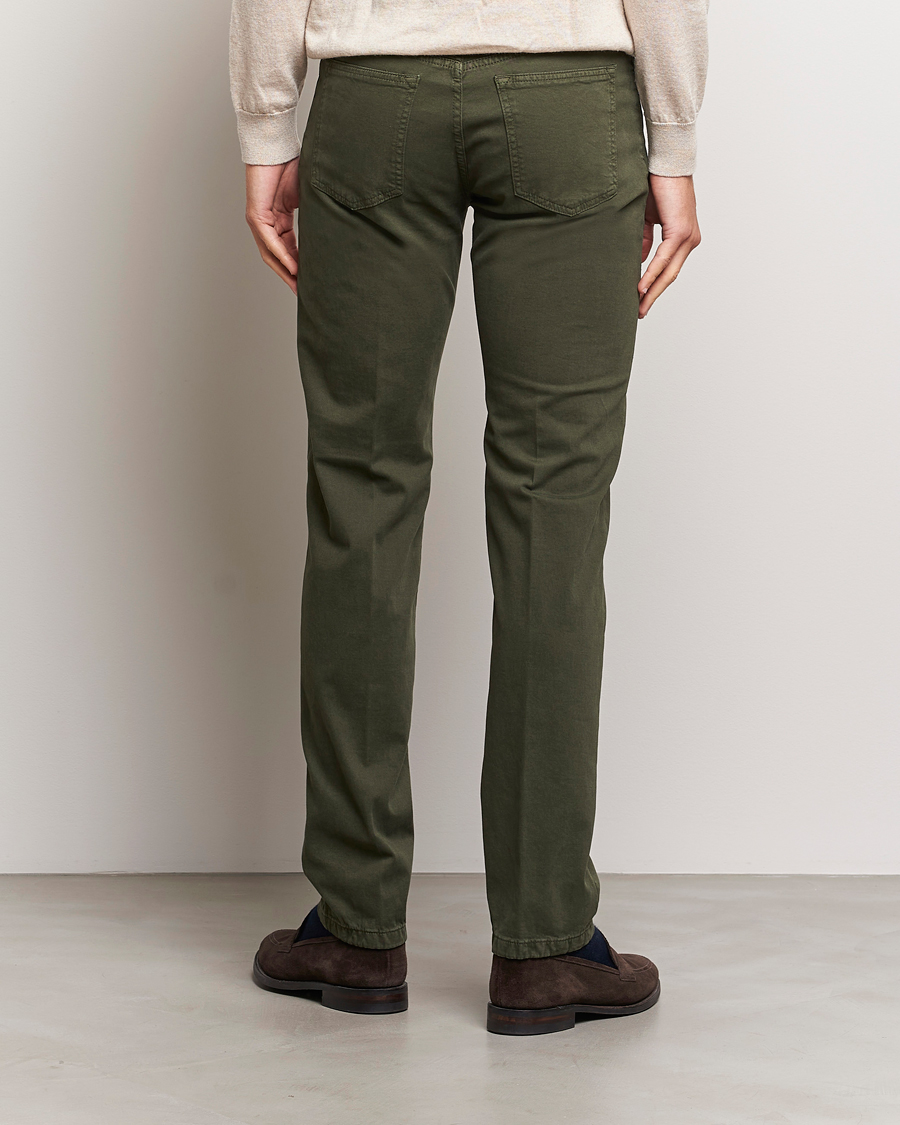 Hombres | Pantalones | Kiton | Slim Fit Cashmere/Cotton 5-Pocket Pants Dark Green