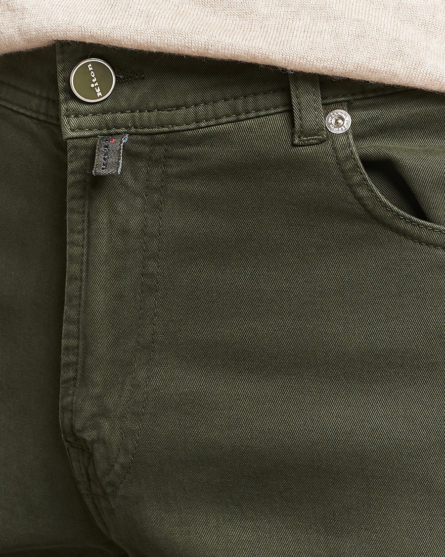 Hombres | Pantalones | Kiton | Slim Fit Cashmere/Cotton 5-Pocket Pants Dark Green