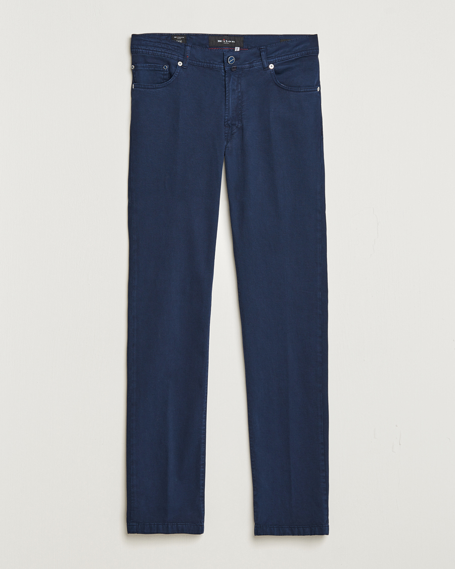 Hombres | Pantalones | Kiton | Slim Fit Cashmere/Cotton 5-Pocket Pants Navy