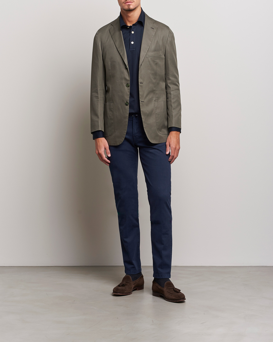 Hombres | Pantalones | Kiton | Slim Fit Cashmere/Cotton 5-Pocket Pants Navy