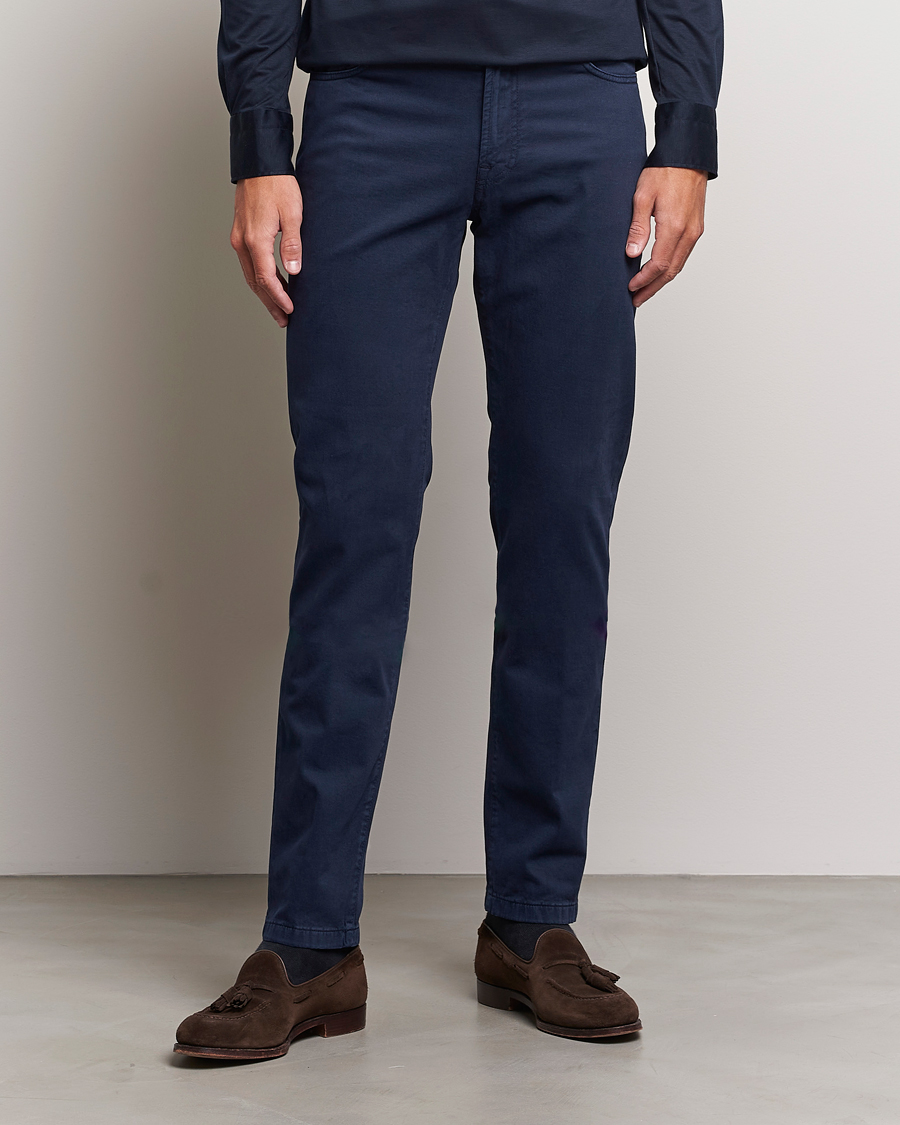 Hombres | Pantalones | Kiton | Slim Fit Cashmere/Cotton 5-Pocket Pants Navy