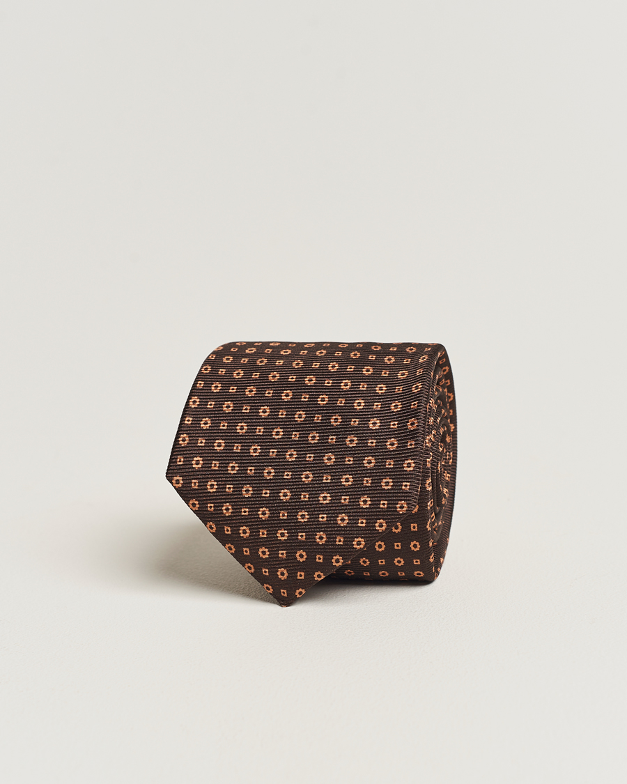 Hombres | Kiton Micro Dot Silk Tie Brown | Kiton | Micro Dot Silk Tie Brown