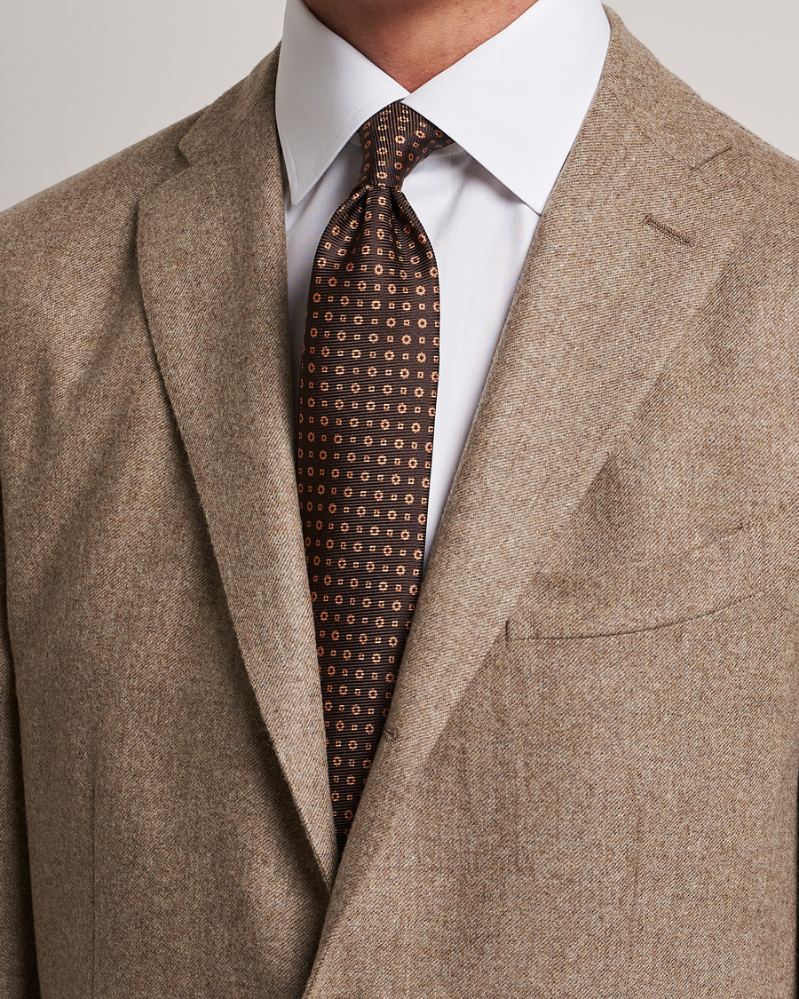 Hombres | Kiton Micro Dot Silk Tie Brown | Kiton | Micro Dot Silk Tie Brown