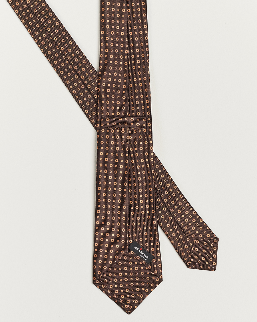 Hombres | Kiton Micro Dot Silk Tie Brown | Kiton | Micro Dot Silk Tie Brown