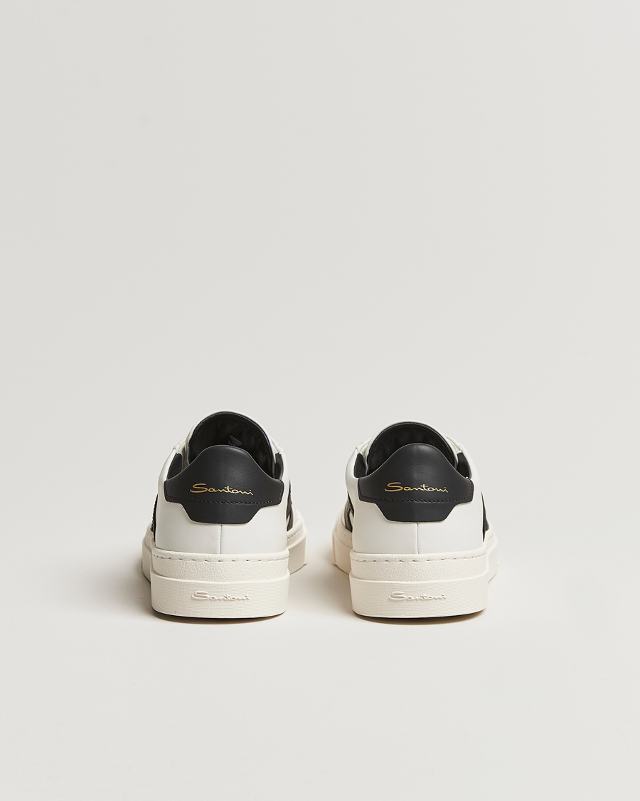 Hombres | Santoni Double Buckle Sneakers White/Black | Santoni | Double Buckle Sneakers White/Black