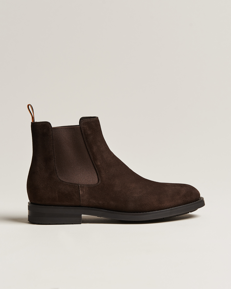 Hombres | Santoni Chelsea Boots Dark Brown Suede | Santoni | Chelsea Boots Dark Brown Suede