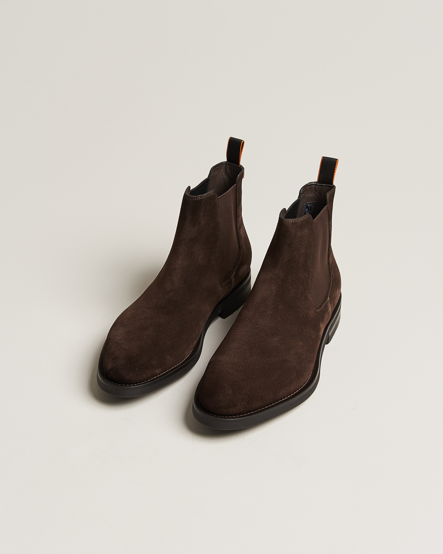 Hombres | Santoni Chelsea Boots Dark Brown Suede | Santoni | Chelsea Boots Dark Brown Suede