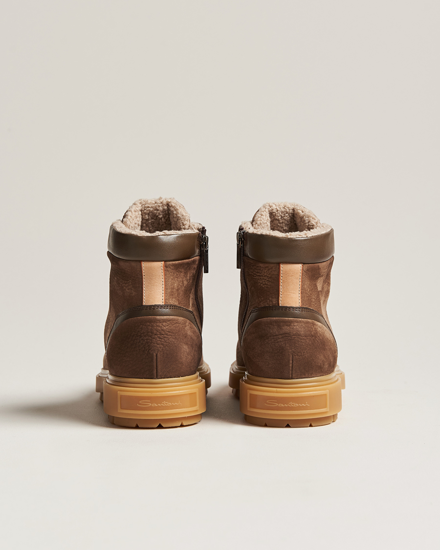 Hombres | Santoni St Moritz Winter Boots Brown Nubuck | Santoni | St Moritz Winter Boots Brown Nubuck