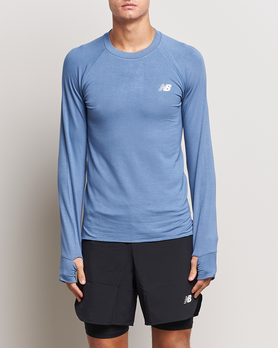 Hombres | Camisetas | New Balance | Running Q Speed Jacquard Long Sleeve T-Shirt Mercury Blue