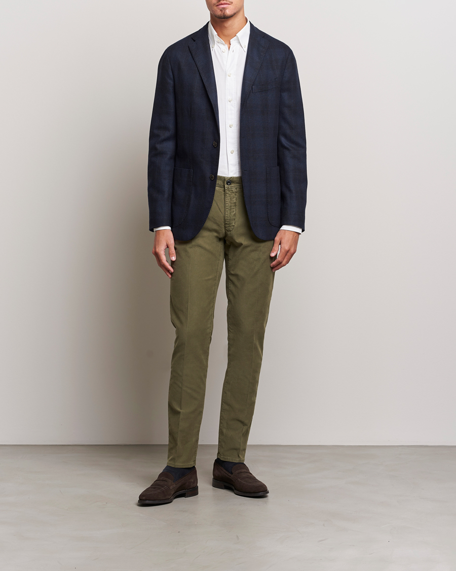Hombres | Pantalones | Incotex | Slim Fit Garment Dyed Slacks Military