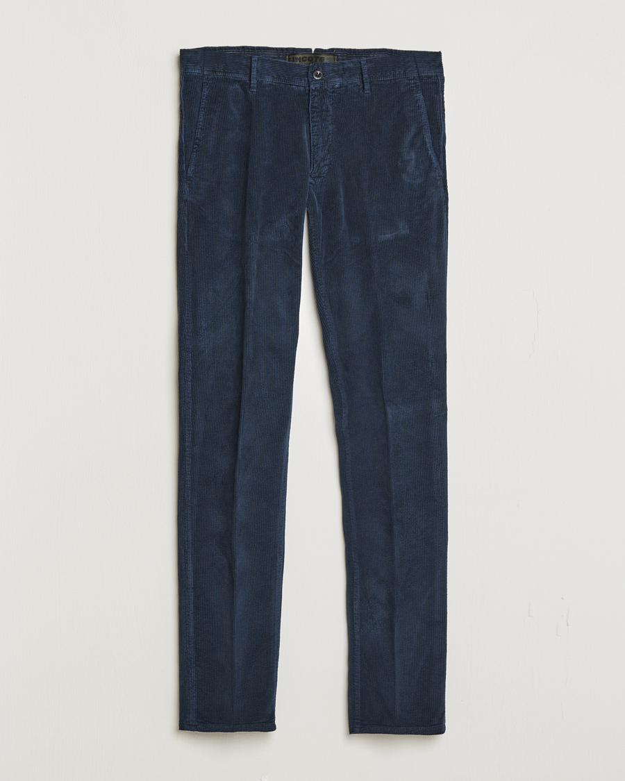 Hombres | Pantalones | Incotex | Slim Fit Leisure Cord Slacks Navy