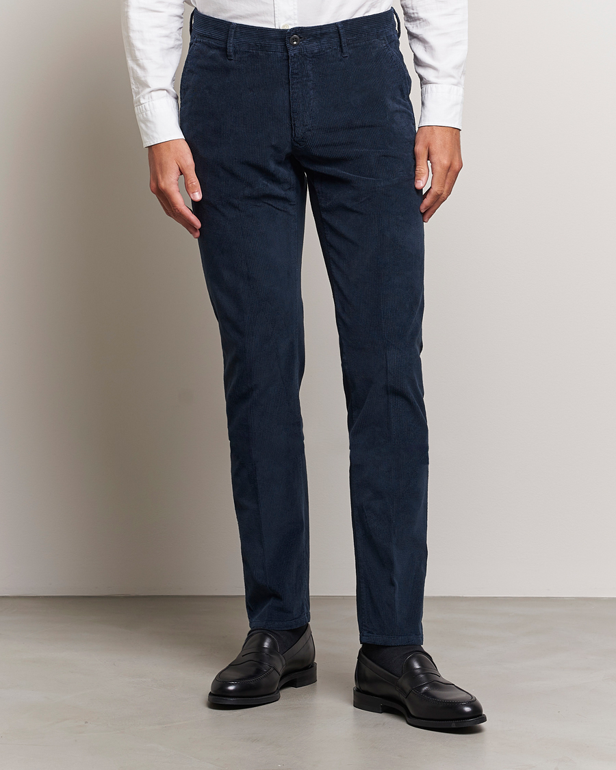 Hombres | Pantalones | Incotex | Slim Fit Leisure Cord Slacks Navy