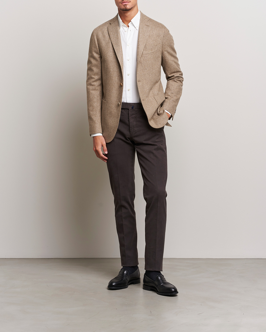 Hombres | Pantalones | Incotex | Slim Fit Cotton Stretch Chinos Dark Brown