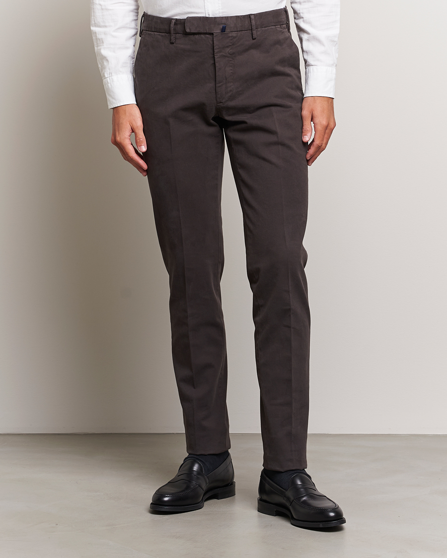 Hombres | Pantalones | Incotex | Slim Fit Cotton Stretch Chinos Dark Brown
